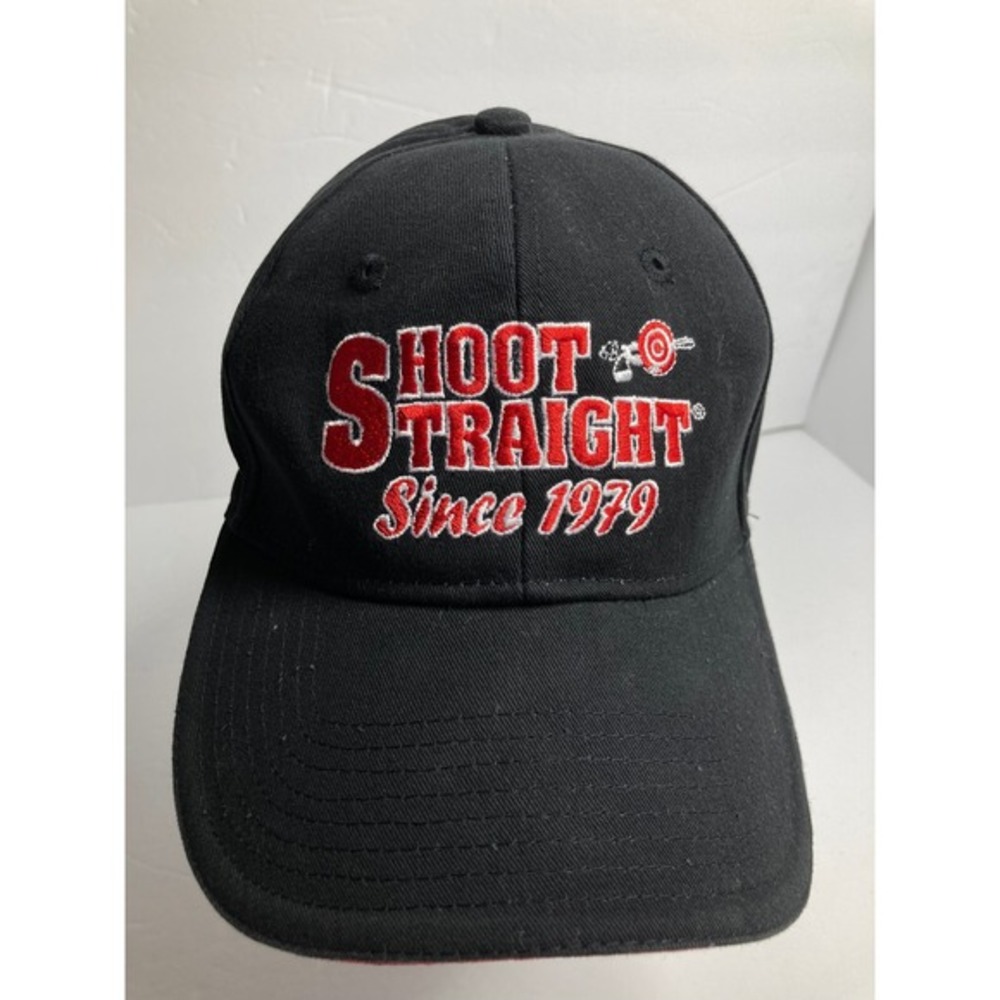 Shoot Straight Since 1979 Adult Cap Hat Black Red Adjustable Firearms Pistol